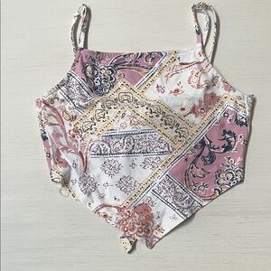Derek Heart Pink and White Patterned Tank Top